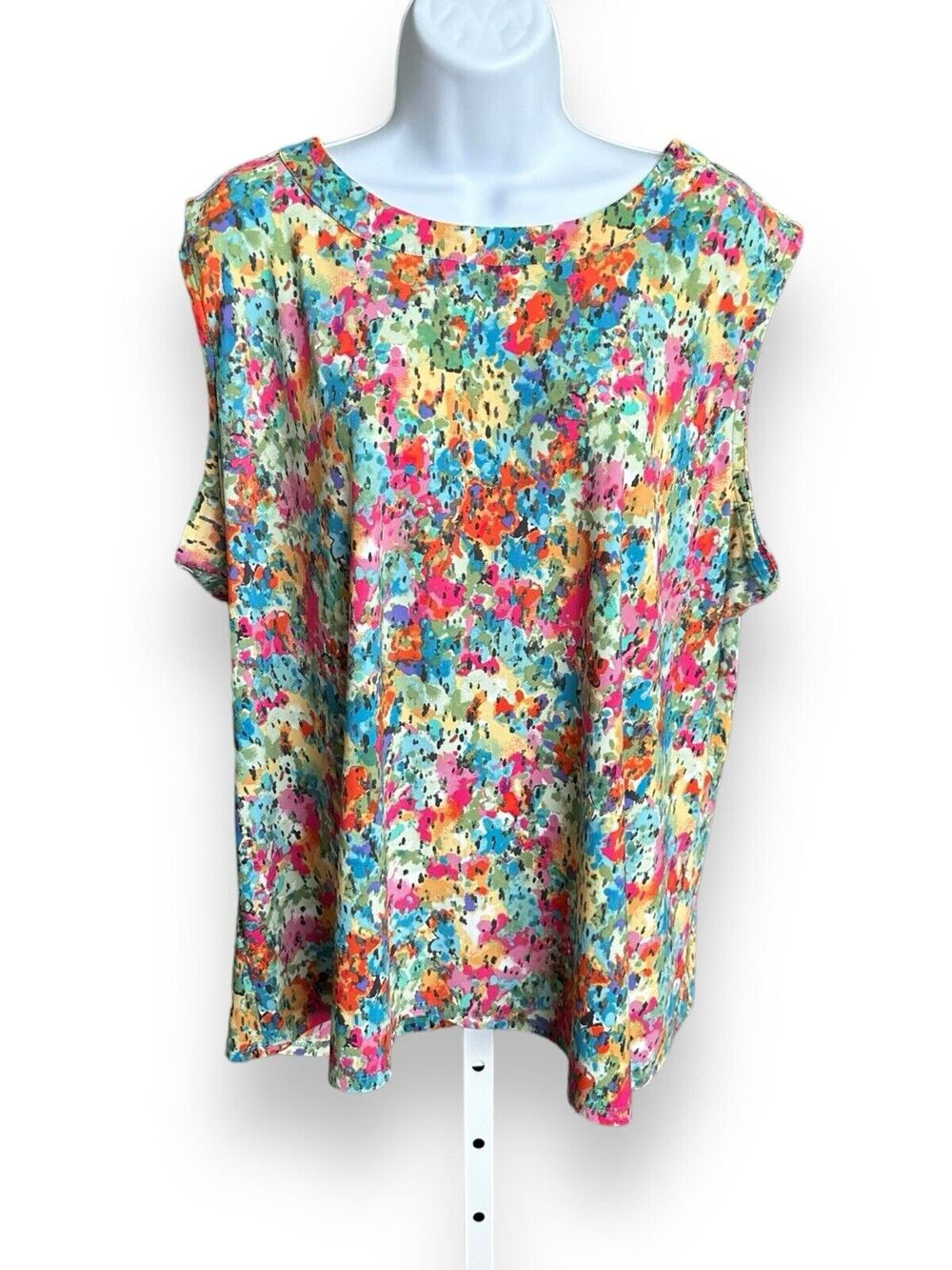 Norm Thompson Women's Plus Multicolor Watercolor Floral Tank Top Size 1X
